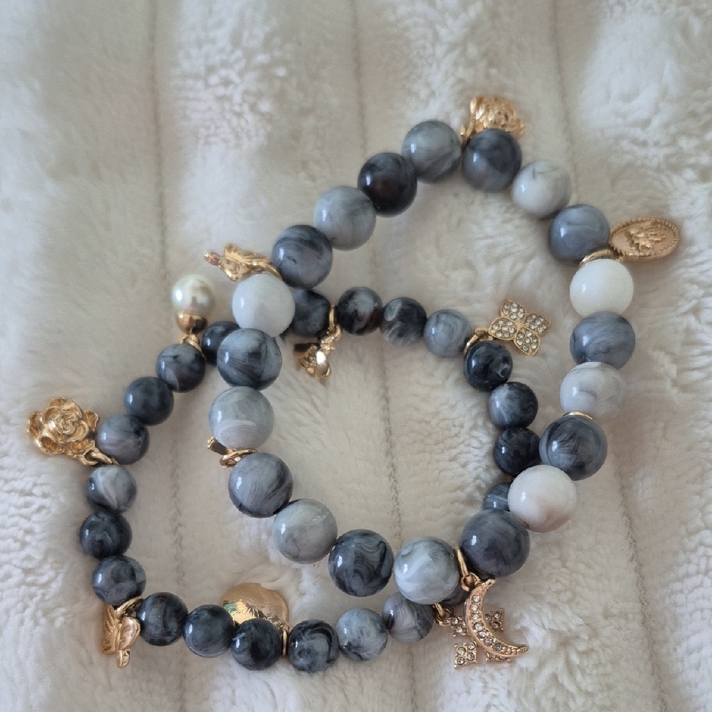 Elegant Blue Beaded Bracelet Set